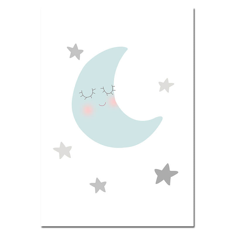 Moon Nebula Nursery Children Poster Wall Art