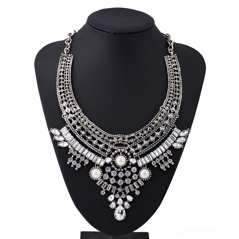 Ornate Crystal Statement Necklace