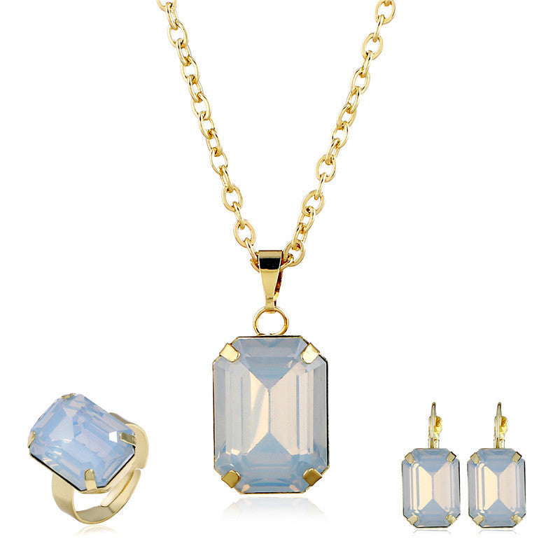 Radiant Ruby Emerald-Cut Jewelry Set
