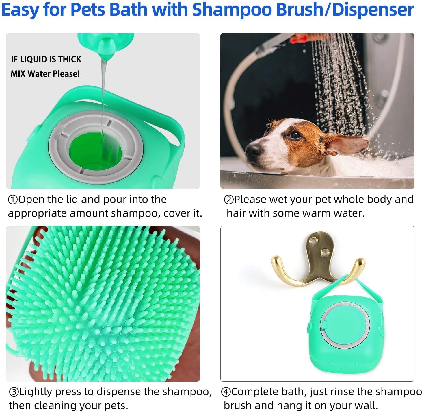 Pet BathPro 3-in-1 Bath Brush, Dispenser, & Massager