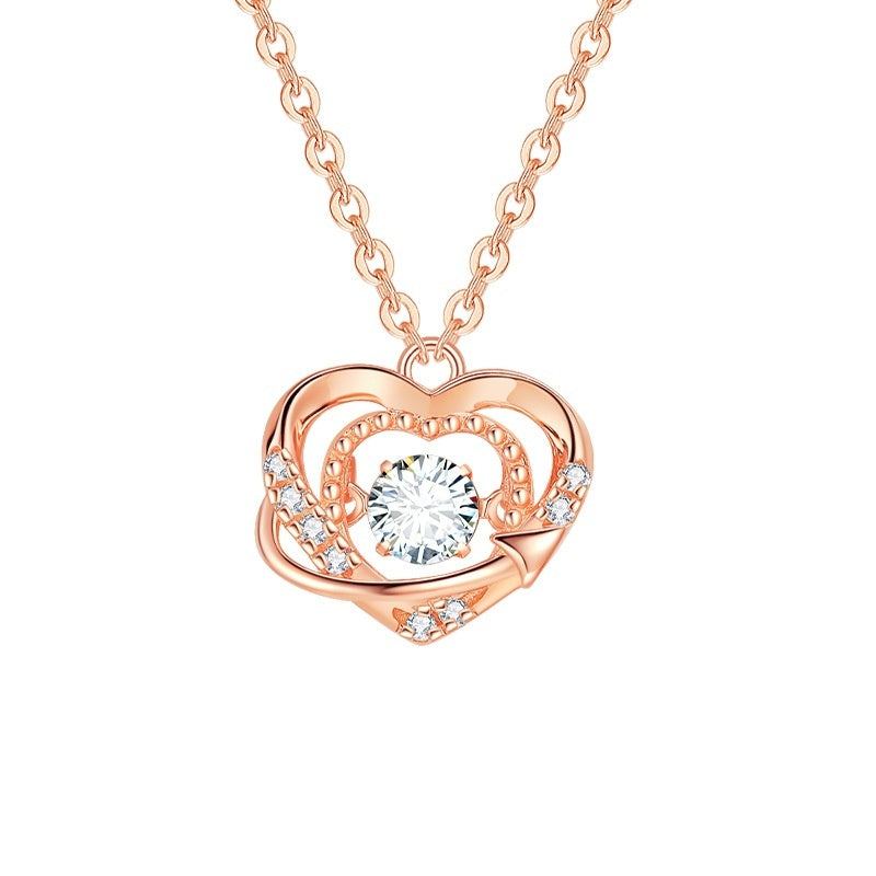 Radiant Heart Crystal Pendant Necklace (Rose Gold & Silver)