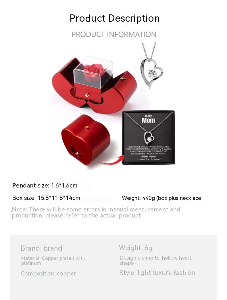 Heart Necklace & Enchanted Rose Gift Set