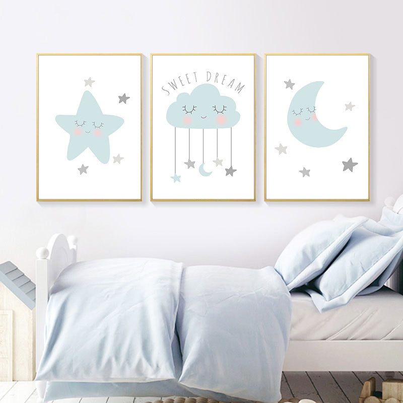 Moon Nebula Nursery Children Poster Wall Art