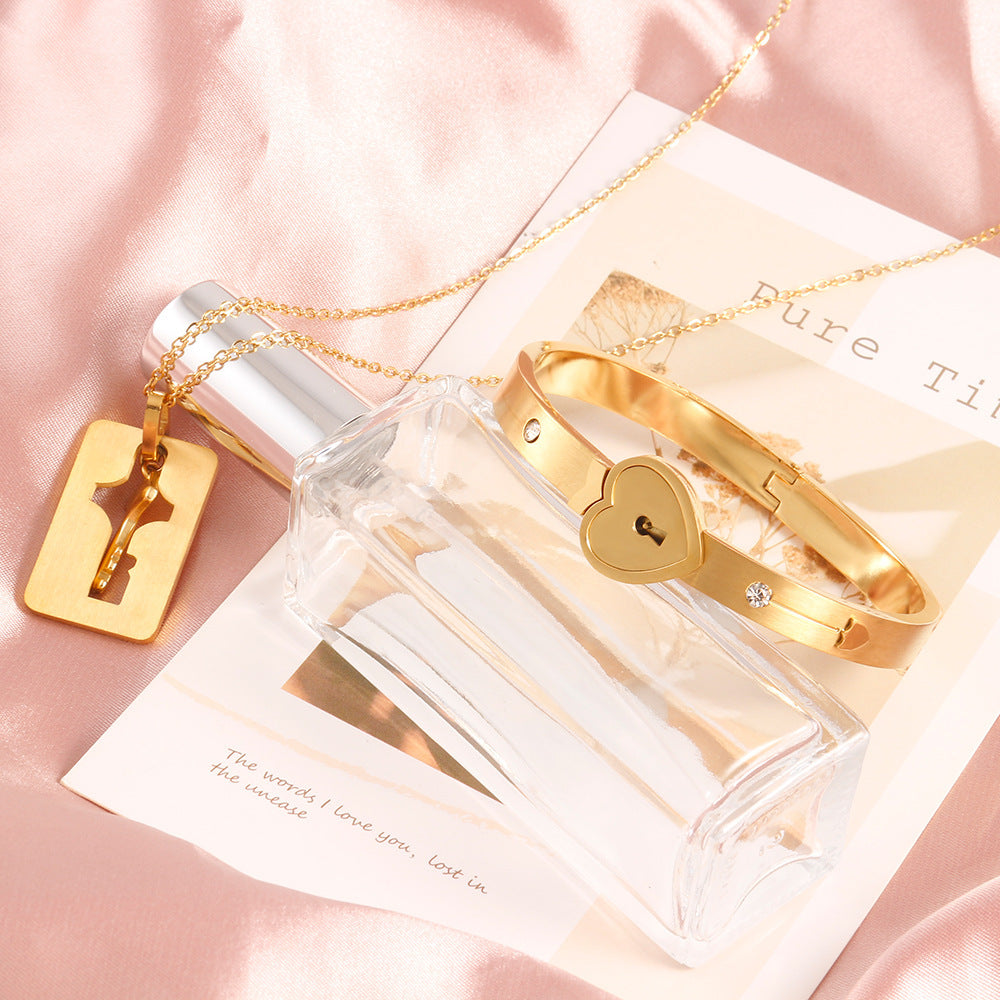 Eternal Bond Lock & Key Necklace & Bracelet Set