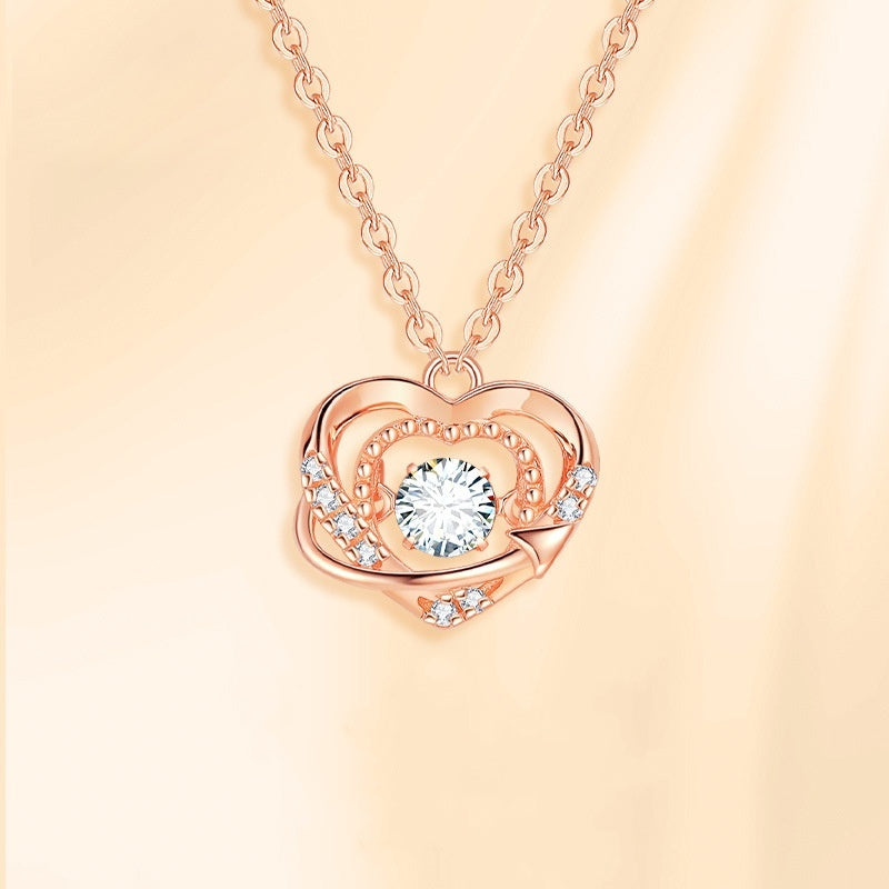 Radiant Heart Crystal Pendant Necklace (Rose Gold & Silver)