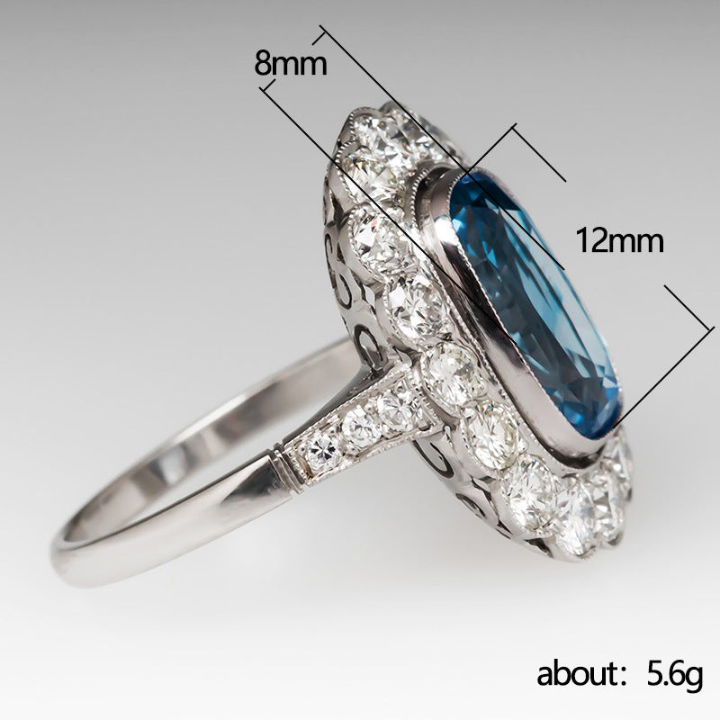 Vintage-Inspired Blue Cushion Halo Ring