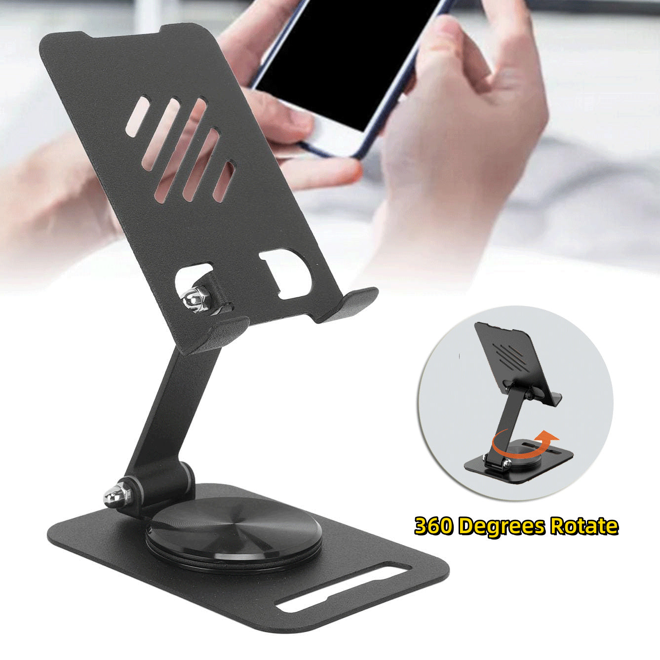 Rotating Metal Desk Mobile Phone Holder Stand