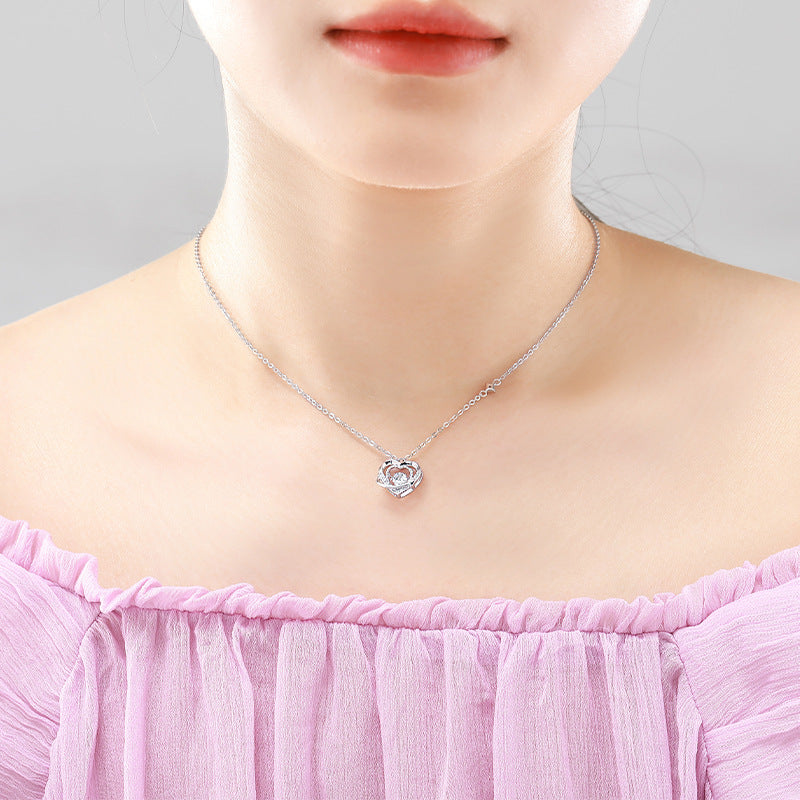 Radiant Heart Crystal Pendant Necklace (Rose Gold & Silver)