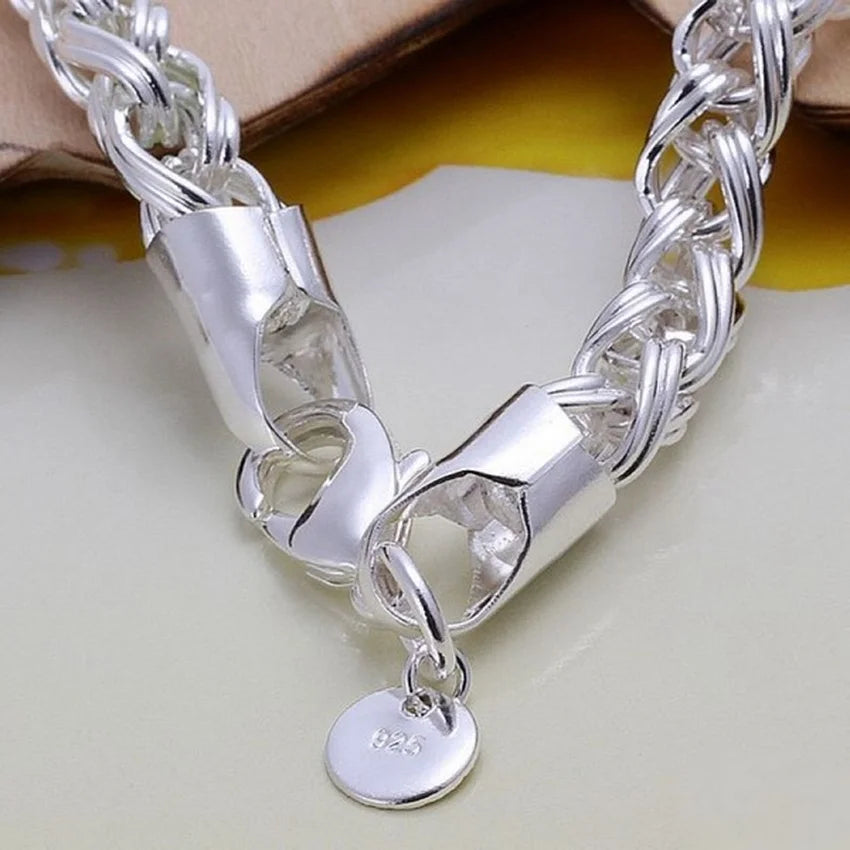 925 Sterling Silver Twisted Rope Chain Bracelet