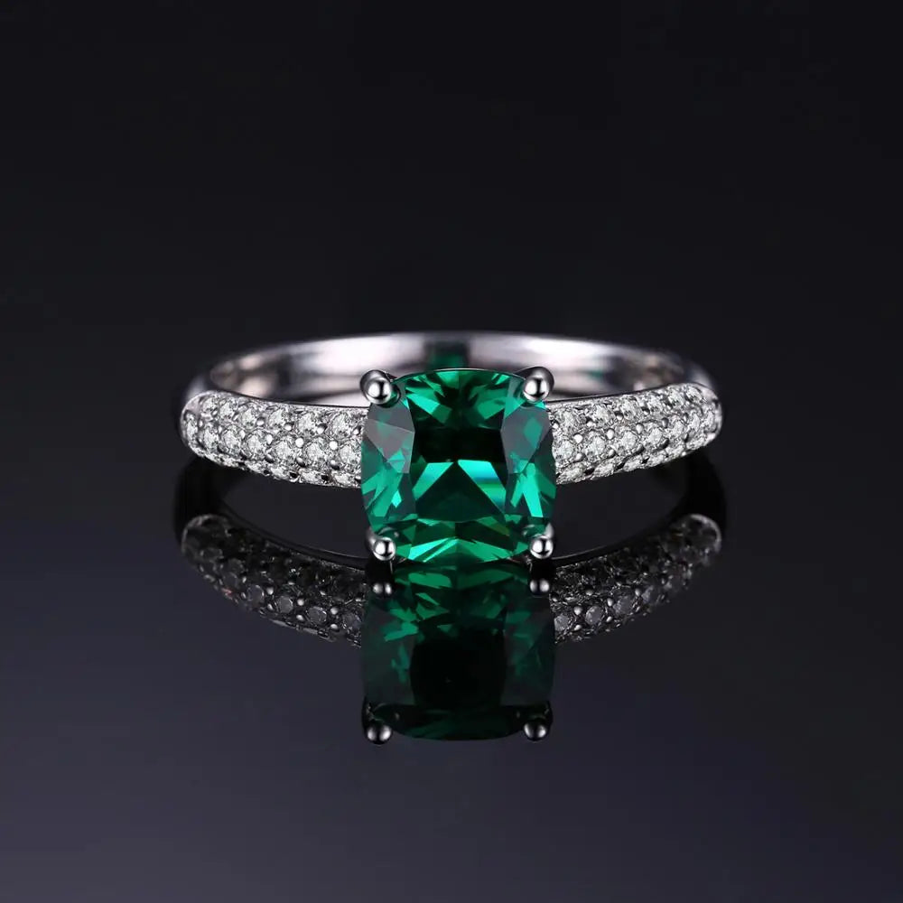Jewelry Palace 1.8ct Cushion Cut Emerald Green Ring in 925 Sterling Silver