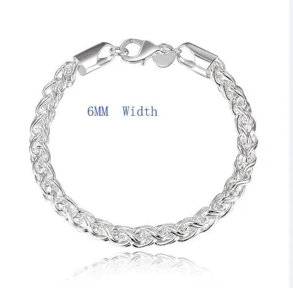 925 Sterling Silver Twisted Rope Chain Bracelet