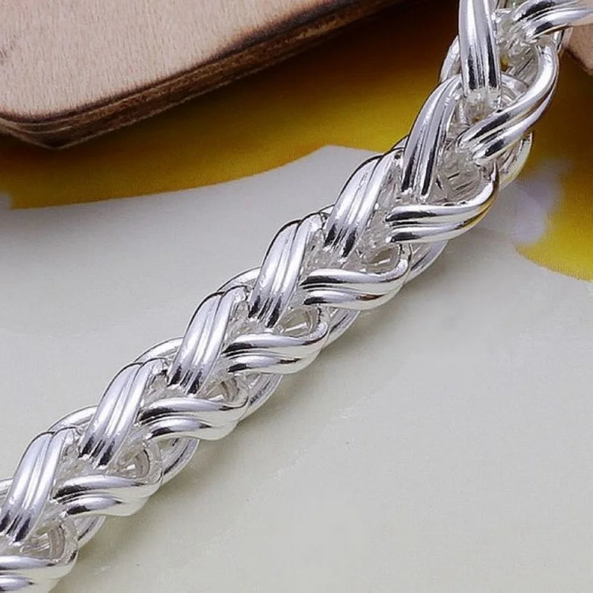 925 Sterling Silver Twisted Rope Chain Bracelet