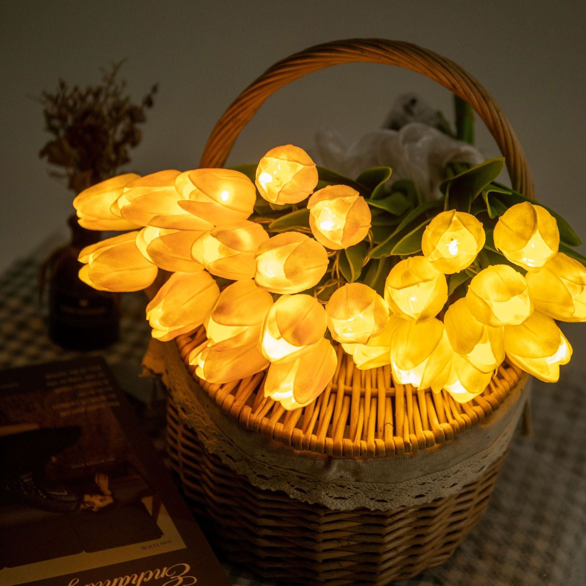 Illuminated Tulip Bouquet Basket