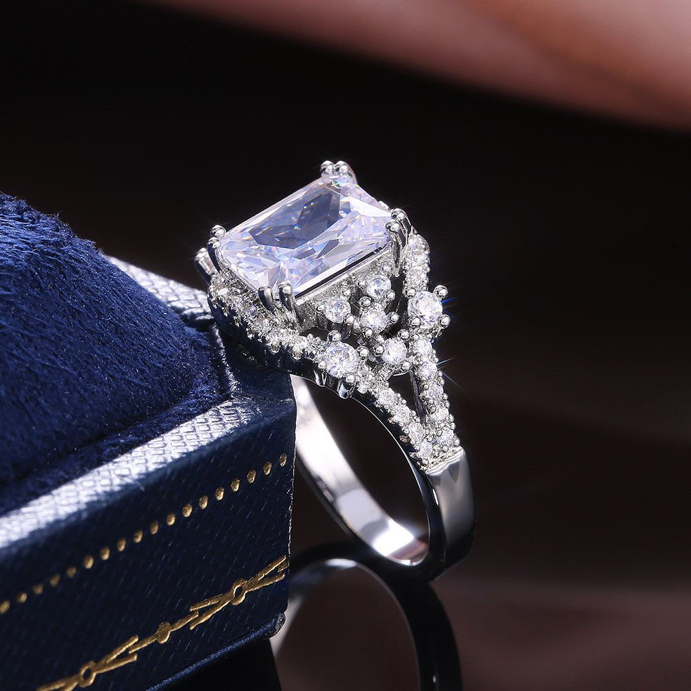 Luxury Square Crystal Zircon Stone Ring