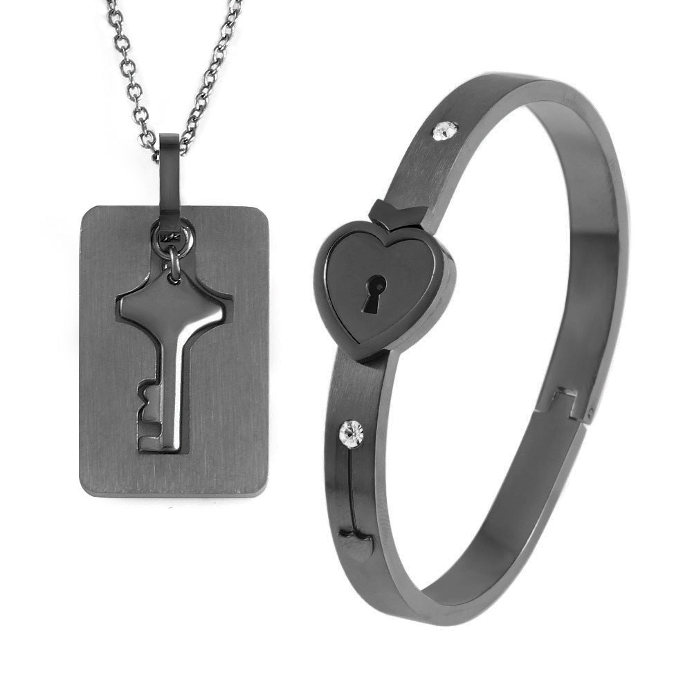 Eternal Bond Lock & Key Necklace & Bracelet Set