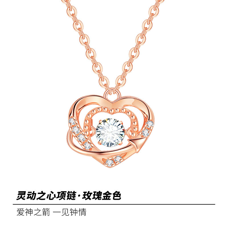 Radiant Heart Crystal Pendant Necklace (Rose Gold & Silver)
