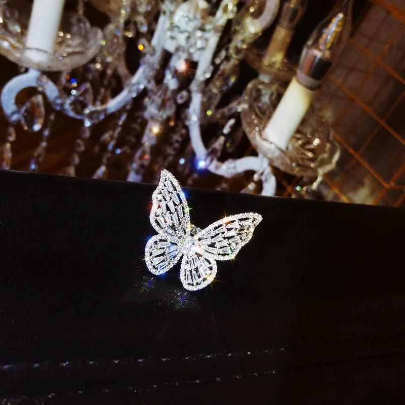 Sparkling Crystal Butterfly Statement Ring