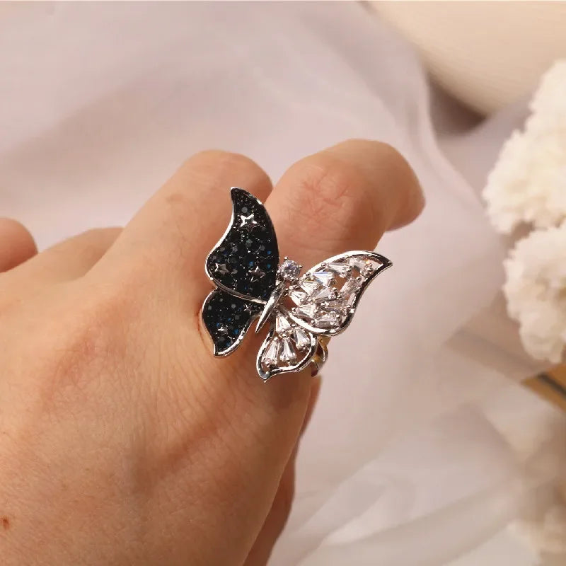 Sparkling Crystal Butterfly Statement Ring