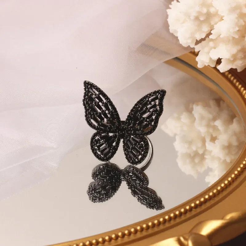 Sparkling Crystal Butterfly Statement Ring
