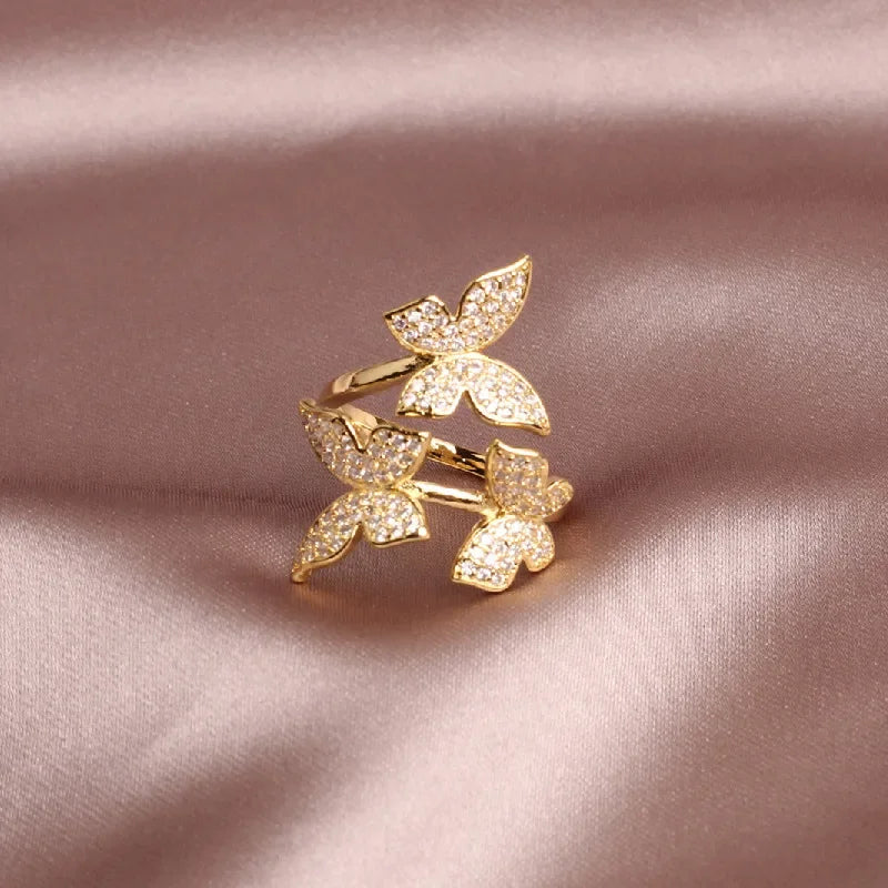 Sparkling Crystal Butterfly Statement Ring