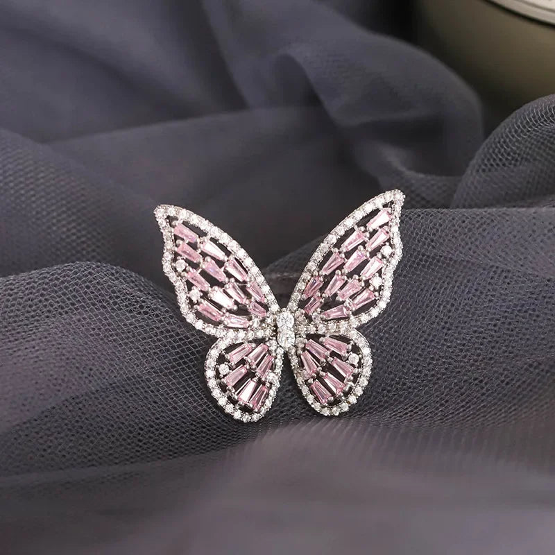 Sparkling Crystal Butterfly Statement Ring