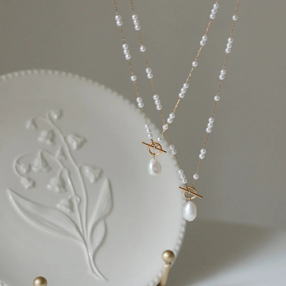 OBEAR Pearl & Charm Toggle Necklace