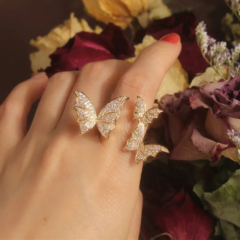 Sparkling Crystal Butterfly Statement Ring