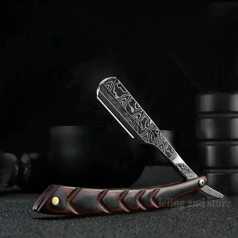 tan wood handle blade shaving razors