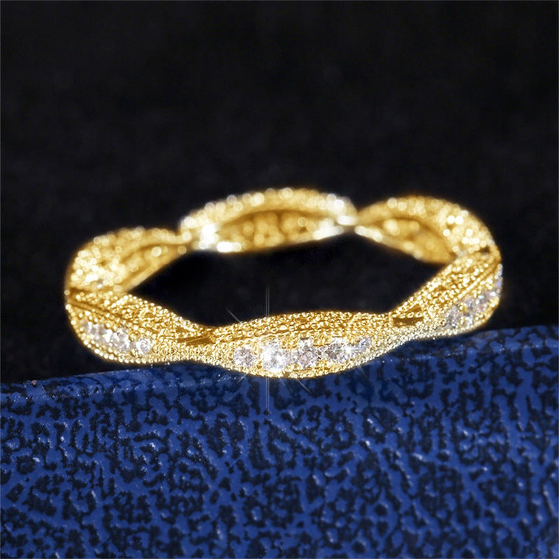 Gold Twisted Rope Crystal Eternity Ring