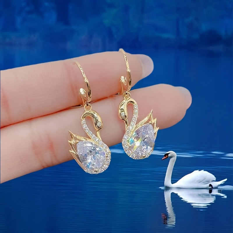 Sparkling Swan Crystal Drop Earrings