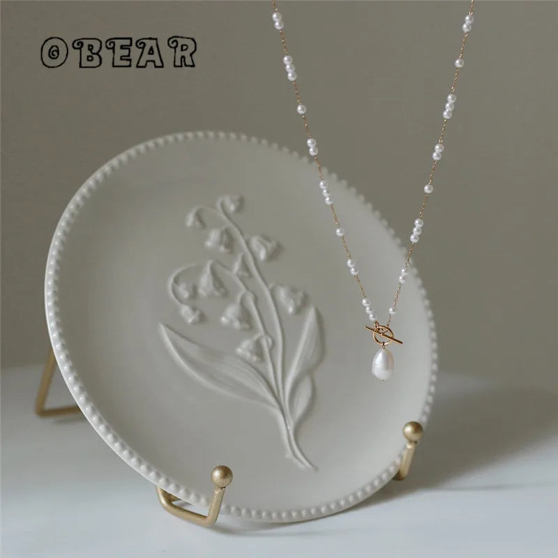 OBEAR Pearl & Charm Toggle Necklace