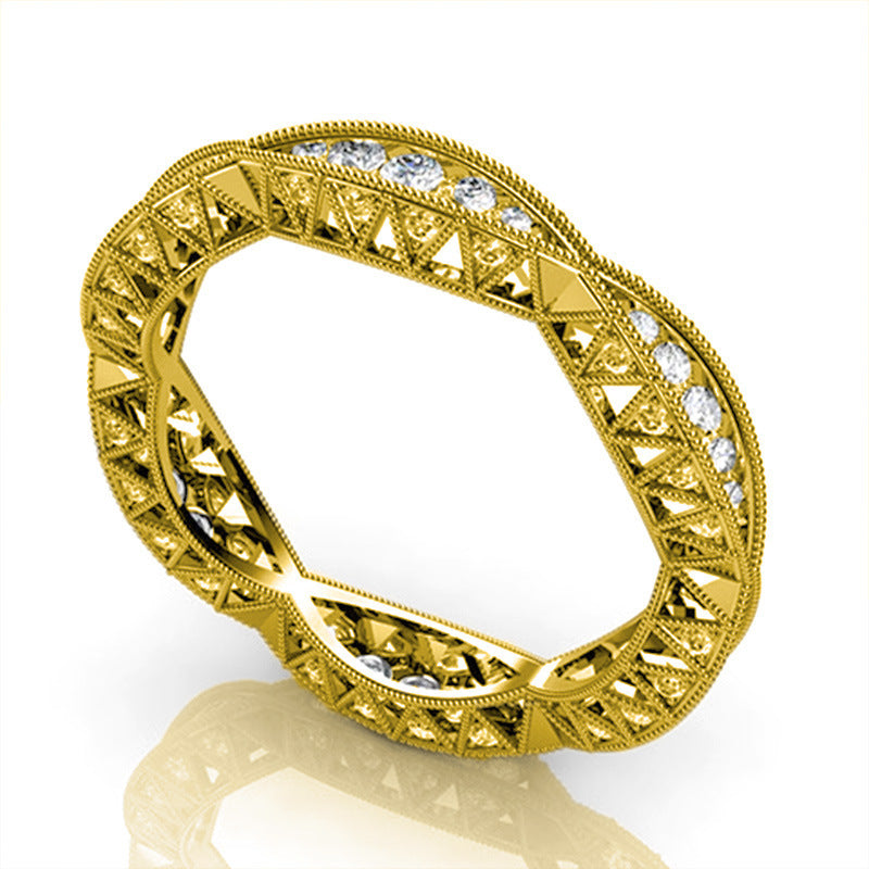 Gold Twisted Rope Crystal Eternity Ring