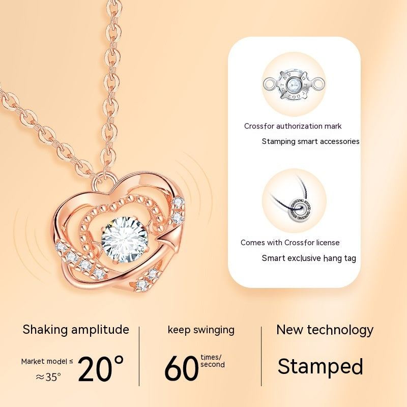 Radiant Heart Crystal Pendant Necklace (Rose Gold & Silver)