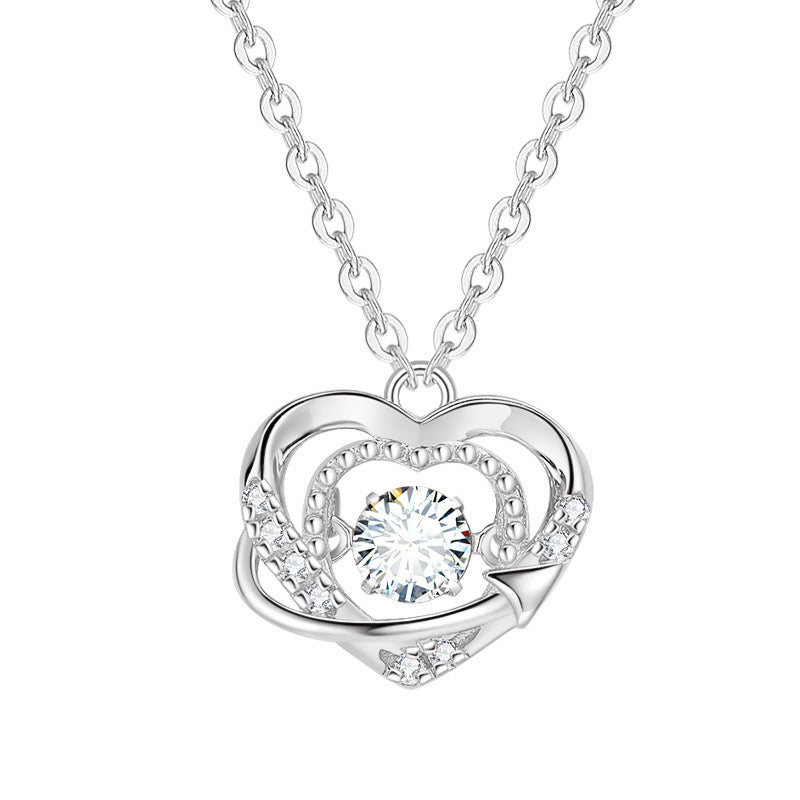 Radiant Heart Crystal Pendant Necklace (Rose Gold & Silver)