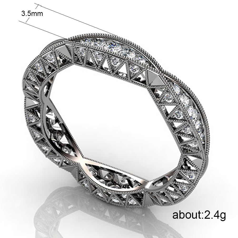 Gold Twisted Rope Crystal Eternity Ring