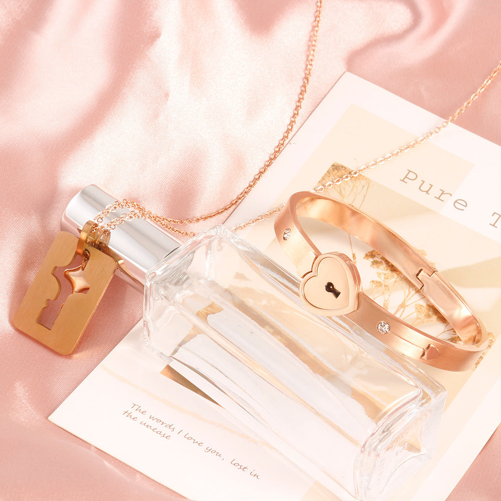 Eternal Bond Lock & Key Necklace & Bracelet Set